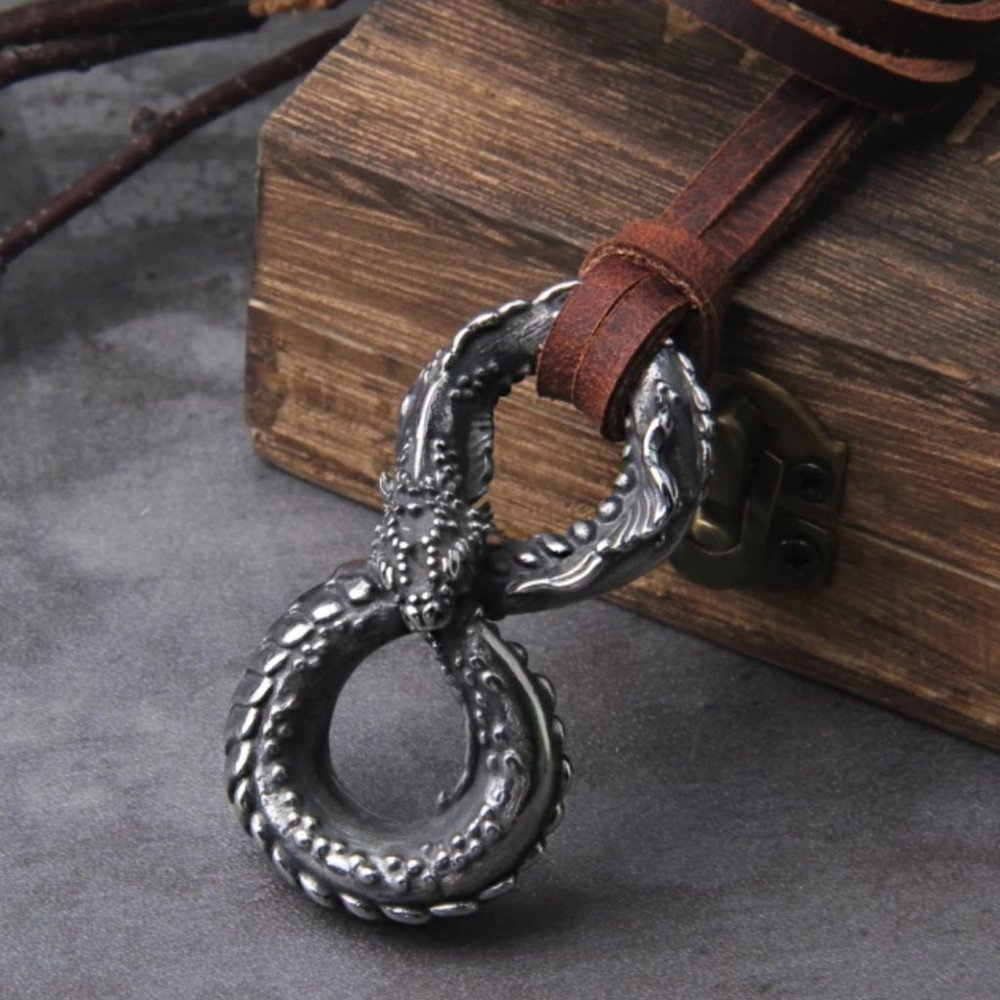 Never Fade Viking Ouroboros vintage punk necklace for men stainless steel fashio